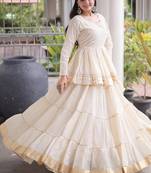 Women's Cora Cotton With Attractive Gota-Patti & Lace work Lehenga Choli SET-full stitched free size