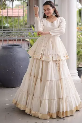 Women's Cora Cotton With Attractive Gota-Patti & Lace work Lehenga Choli SET-full stitched free size