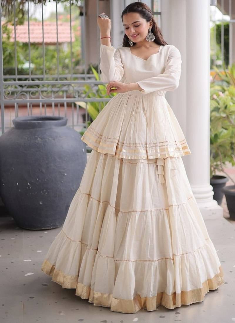 Women's Cora Cotton With Attractive Gota-Patti & Lace work Lehenga Choli SET-full stitched free size