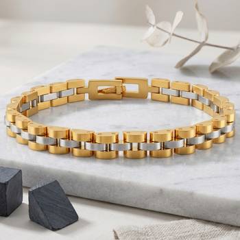 Brass dual tone thick heavy bracelet for men women 1
