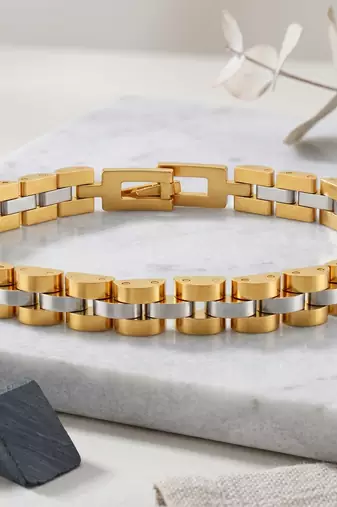 Brass dual tone thick heavy bracelet for men women