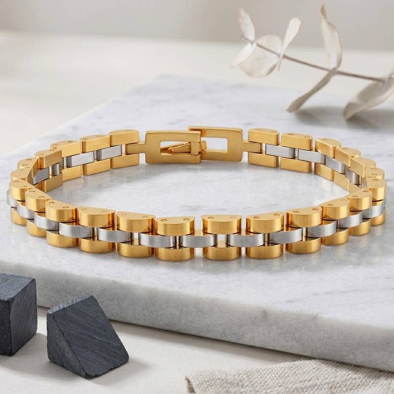 Brass dual tone thick heavy bracelet for men women