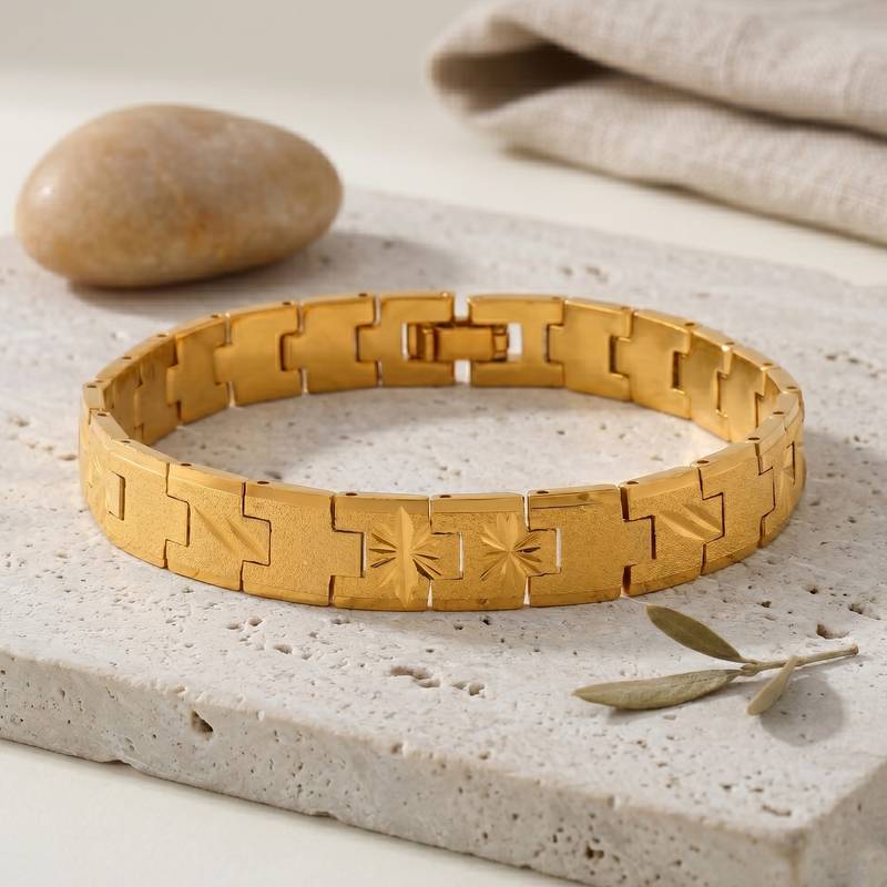 Brass micron buff gold finish stylish bracelet for men women