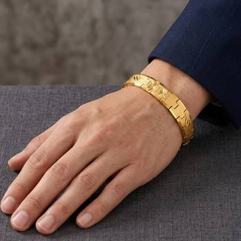 Brass micron buff gold finish stylish bracelet for men women 4