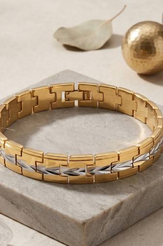 Brass dual tone gold plated bracelet for men women