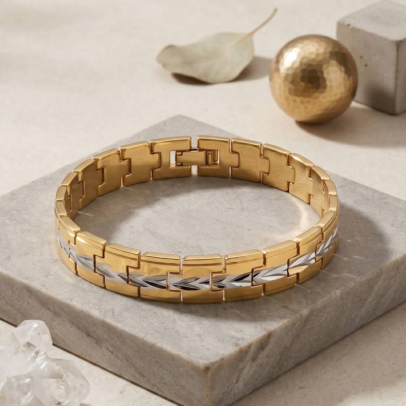 Brass dual tone gold plated bracelet for men women