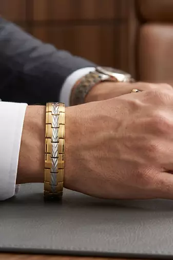 Brass dual tone gold plated bracelet for men women