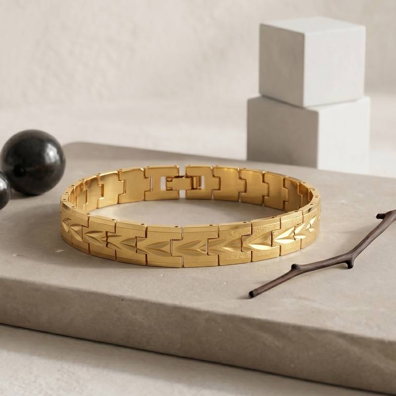 Brass micron buff gold finish stylish bracelet for men women