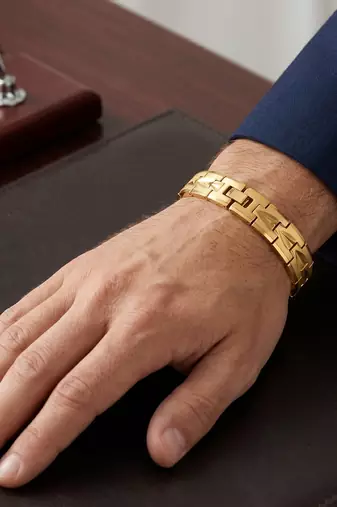Brass micron buff gold finish stylish bracelet for men women