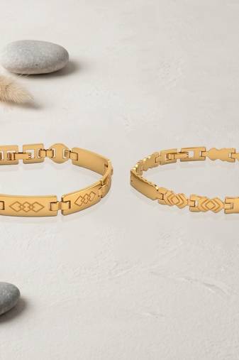 Brass combo of2 gold plated bracelet for men women