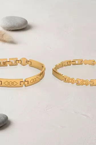 Brass combo of2 gold plated bracelet for men women