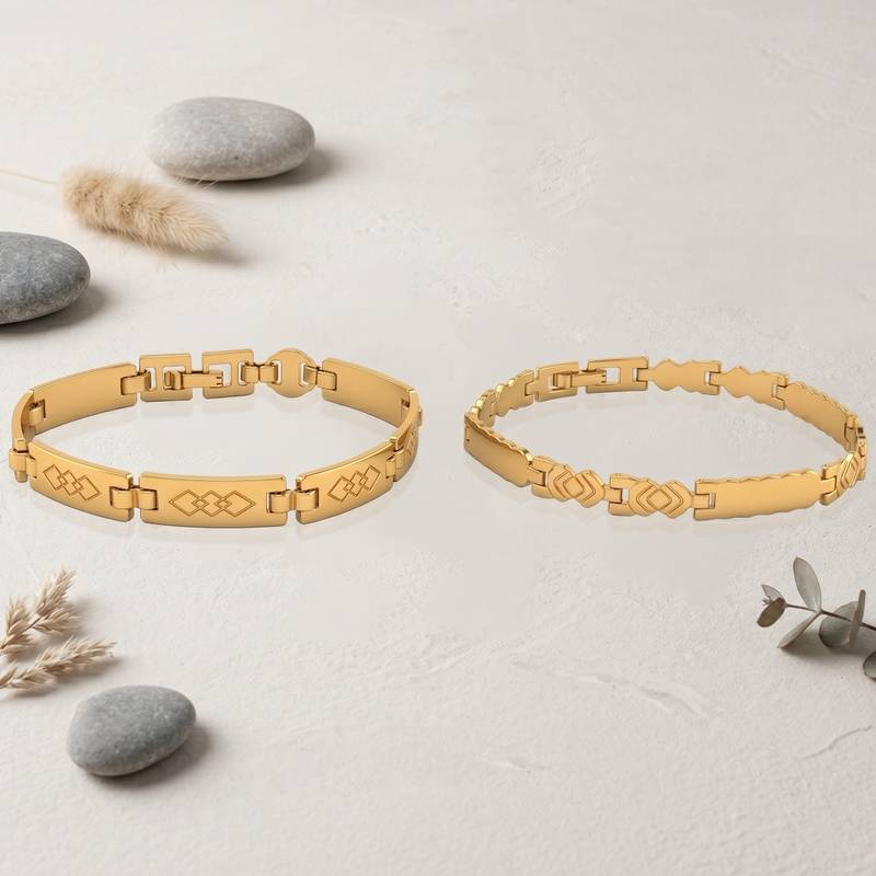 Brass combo of2 gold plated bracelet for men women
