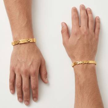 Brass combo of2 gold plated bracelet for men women 4