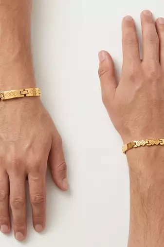 Brass combo of2 gold plated bracelet for men women