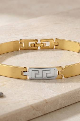 Brass dual tone gold plated bracelet for men women