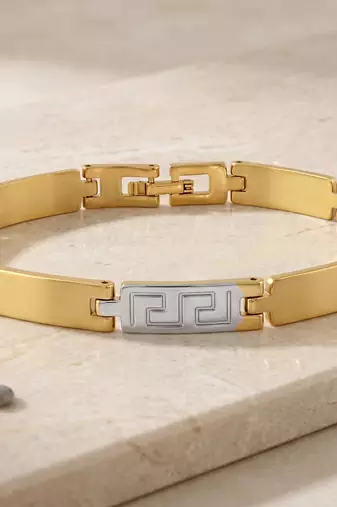 Brass dual tone gold plated bracelet for men women