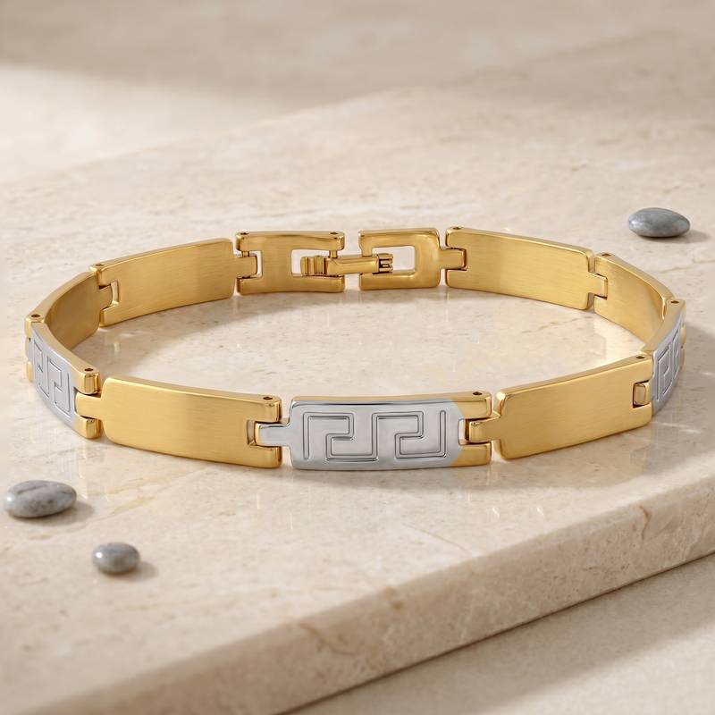 Brass dual tone gold plated bracelet for men women