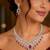 ruby red cz diamond bridal jewellery set, silver plated choker necklace earrings