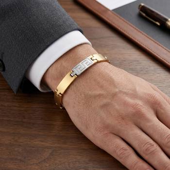 Brass dual tone gold plated bracelet for men women 4