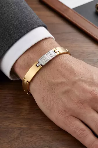 Brass dual tone gold plated bracelet for men women