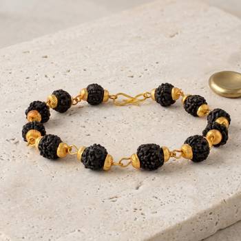 Pure genuine panchmukhi black rudraksh hindu spiritual shiv jewellery bracelet for men 1