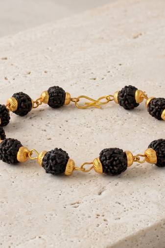 Pure genuine panchmukhi black rudraksh hindu spiritual shiv jewellery bracelet for men