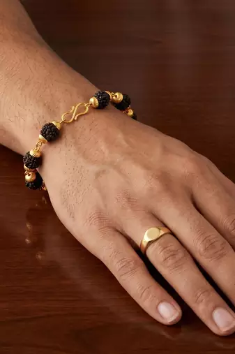 Pure genuine panchmukhi black rudraksh hindu spiritual shiv jewellery bracelet for men