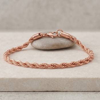 Pure copper rope design bracelet for women pink rose gold finish 1