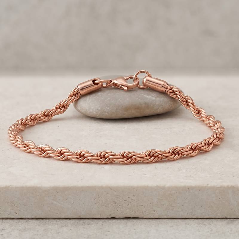 Pure copper rope design bracelet for women pink rose gold finish