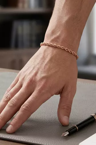 Pure copper rope design bracelet for women pink rose gold finish