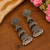 Oxidised silver look double decker jhumka's