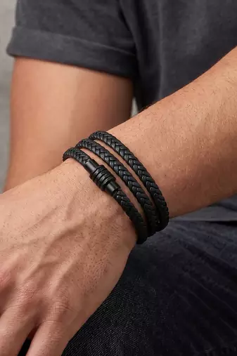 Leather wrap around bracelet for men women boys girls