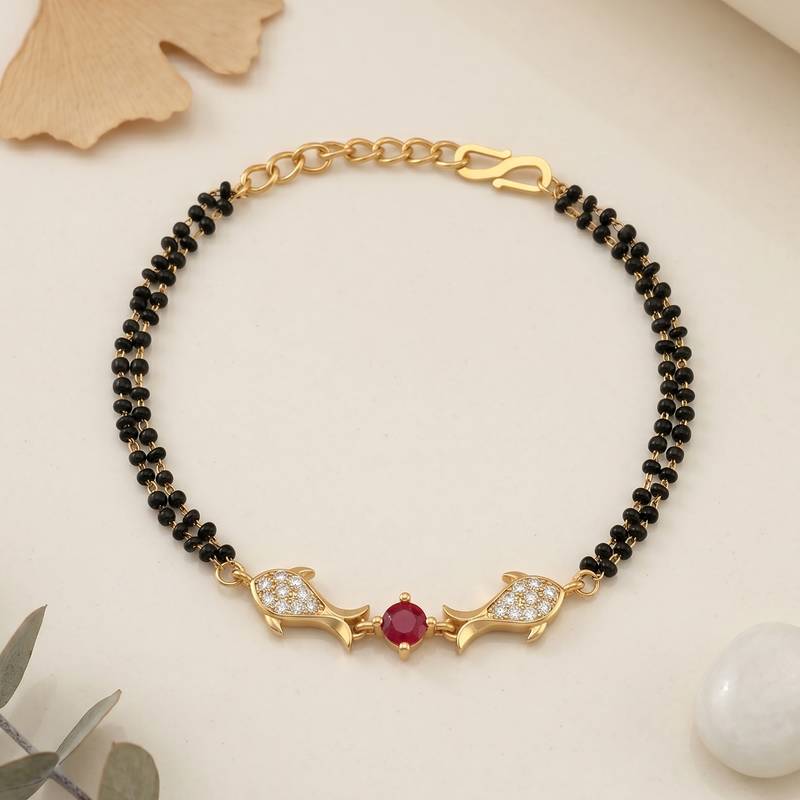 Brass gold mangalsutra matching bracelet for women