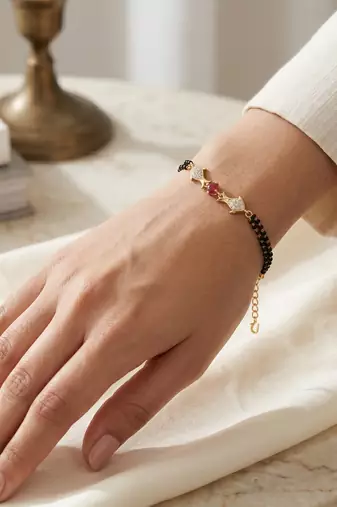 Brass gold mangalsutra matching bracelet for women