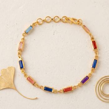 Brass gold plated semi precious stone bracelet for women 1