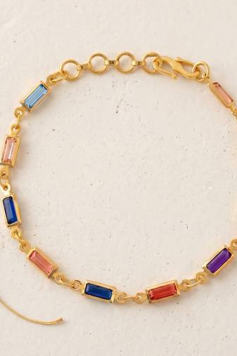 Brass gold plated semi precious stone bracelet for women