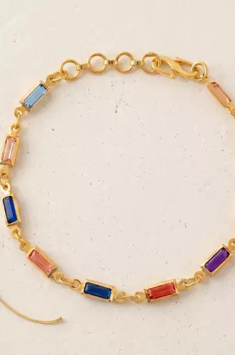 Brass gold plated semi precious stone bracelet for women