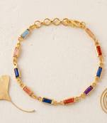Brass gold plated semi precious stone bracelet for women