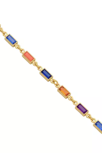 Brass gold plated semi precious stone bracelet for women