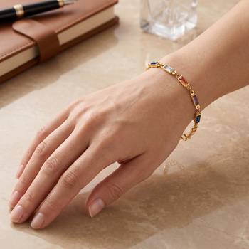 Brass gold plated semi precious stone bracelet for women 3