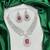 royal ruby red cz bridal jewellery set emerald cut choker necklace, geometric earrings