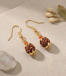 Brass gold natural original panchmukhi rudraksh earrings for men women