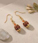 Brass gold natural original panchmukhi rudraksh earrings for men women