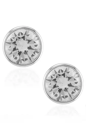 Brass platinum plated imitation diamond moissanite solitaire stud earrings for women girls