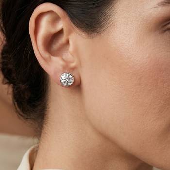 Brass platinum plated imitation diamond moissanite solitaire stud earrings for women girls 3