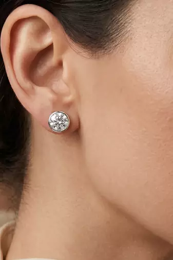 Brass platinum plated imitation diamond moissanite solitaire stud earrings for women girls
