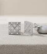 Brass antique silver square shaped moissanite earrings for women girls