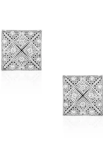Brass antique silver square shaped moissanite earrings for women girls