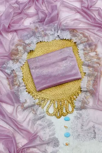 Baby Pink Color Rich Diamond Cut Work Panel Work Tissue Tweel Net Saree