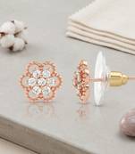 Brass gold plated floral design moissanite earrings for women girls